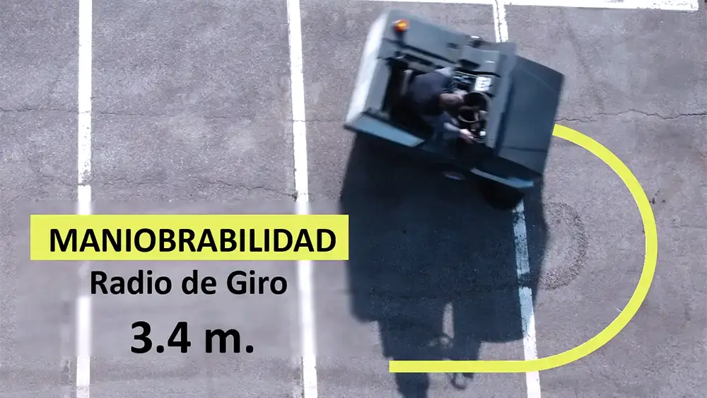 Maniobrabilidad y radio de giro de la barredora BHIOR BS1600HD