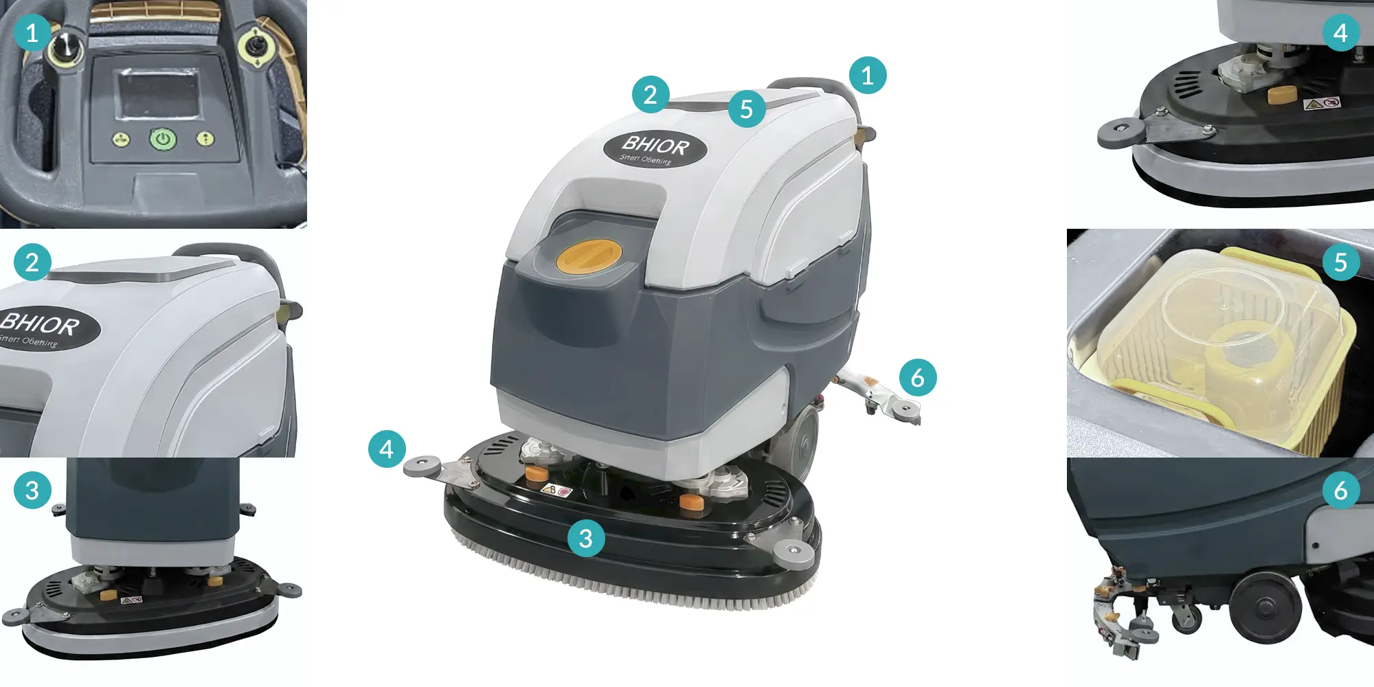 Componentes principales de la fregadora BHIOR B780v2
