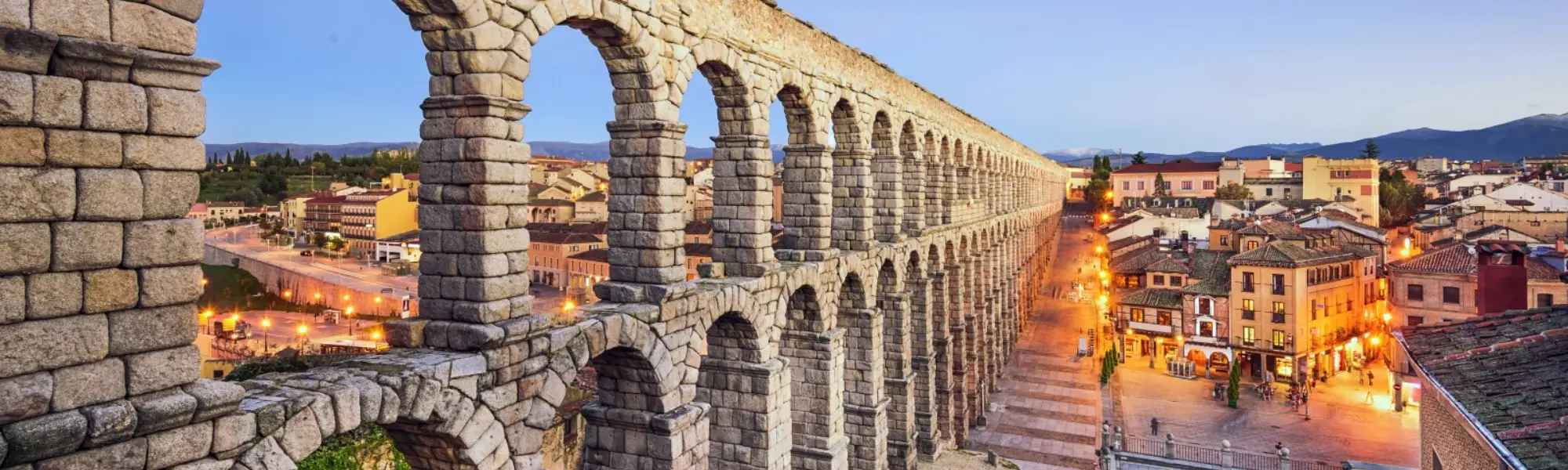 Paisaje con el acueducto de Segovia a la izquierda.