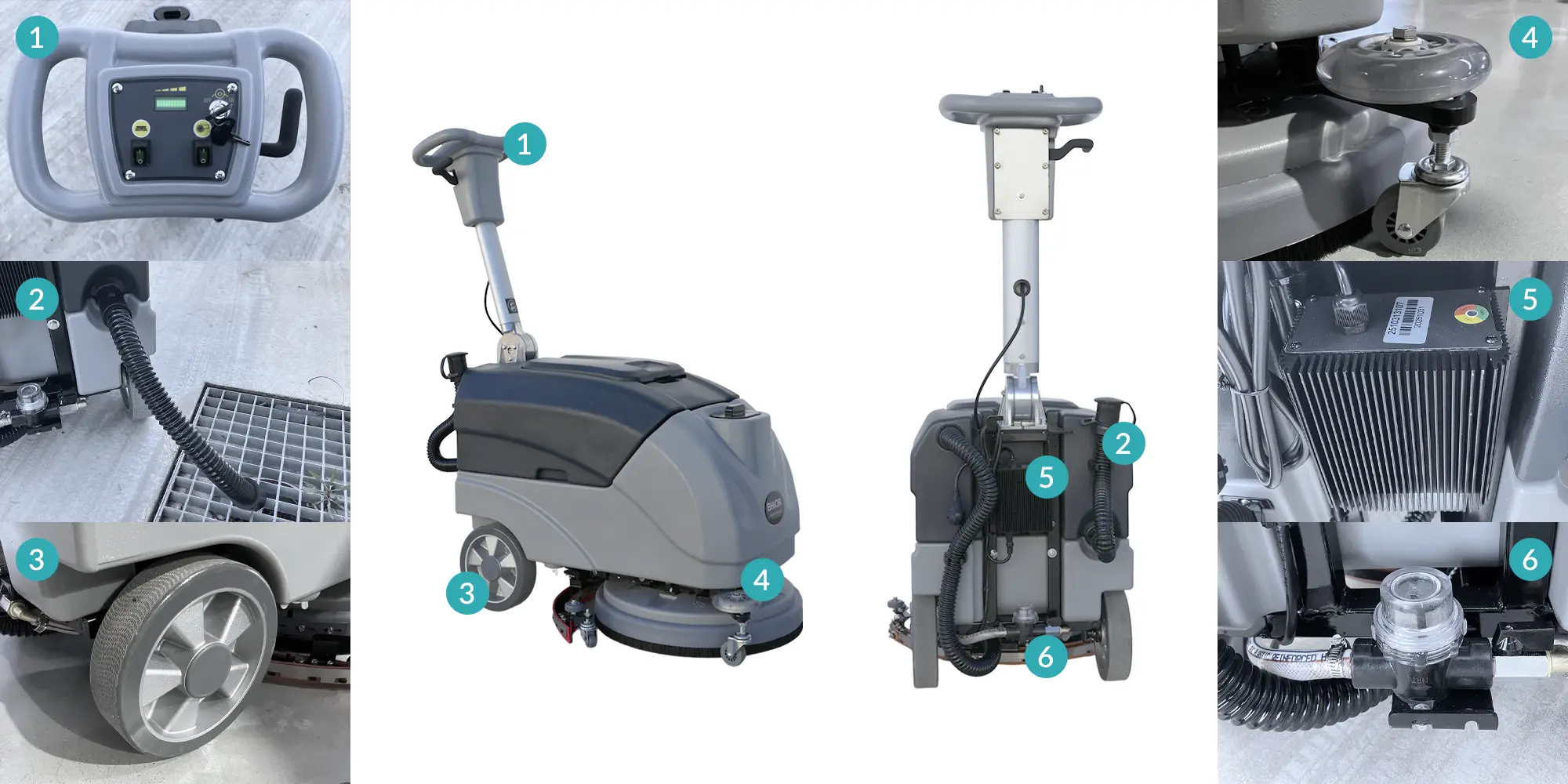 Infografía de la BHIOR B400 / B400C con los componentes exteriores numerados